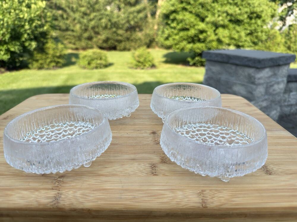 Vintage Iittala Ultima Thule Footed Glass Dessert Bowl Finland 4.5" ~set Of 4